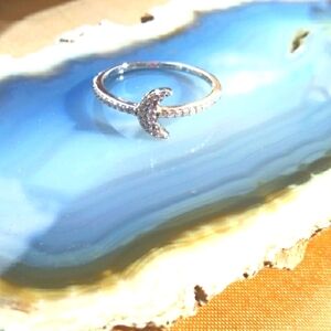 Moon Ring with Cubic Zirconia.